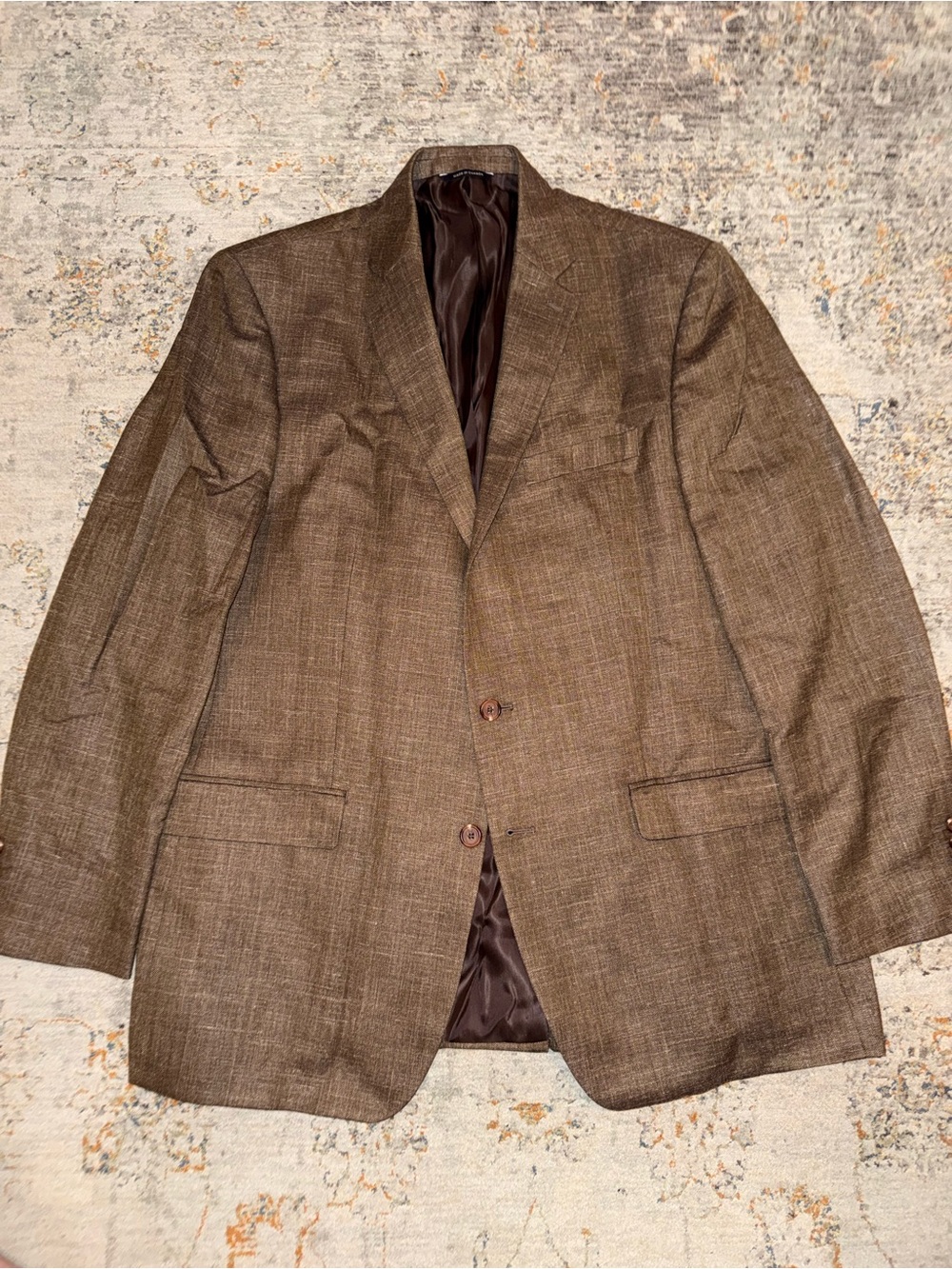 Men's Brown Textured Blazer 46L Ralph Lauren